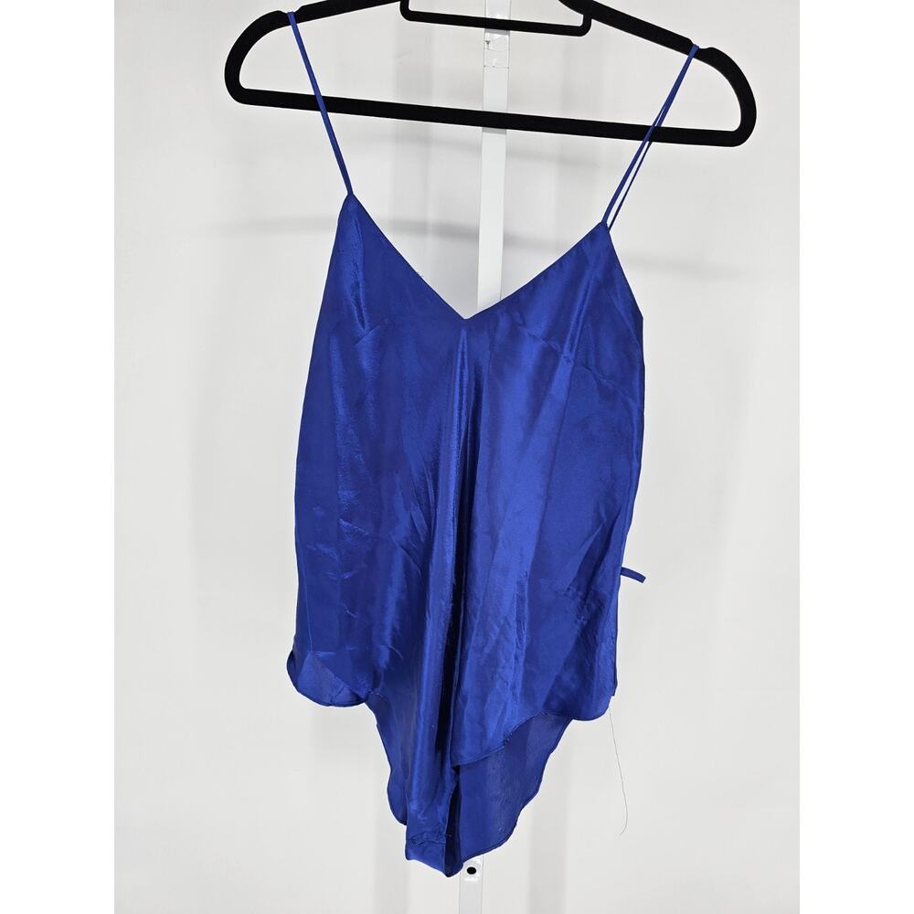 Vintage Jayre California Womens Sz L Bodysuit Satin Nightie Solid Blue